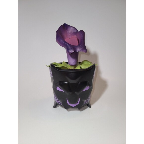 Disney World Black Panther Faux Flower Planter Wakanda Forever Purple Black Rare - Picture 1 of 2